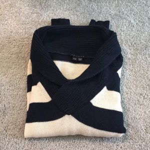 Theory Navy and White Striped Sweater